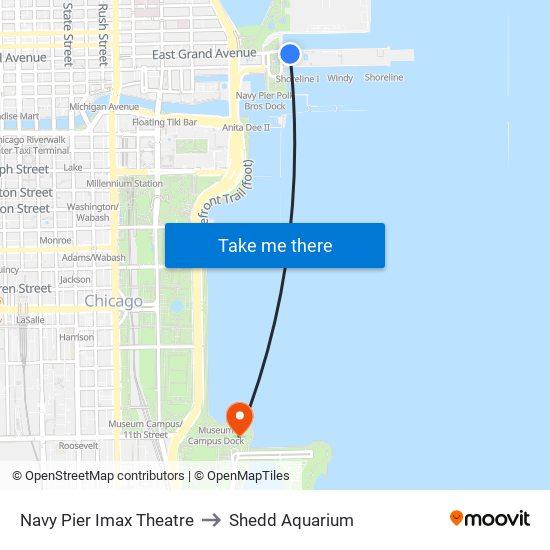 Navy Pier Imax Theatre to Shedd Aquarium map