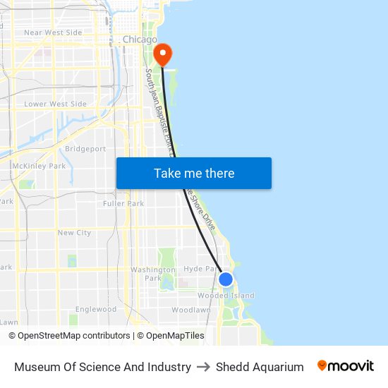 Museum Of Science And Industry to Shedd Aquarium map