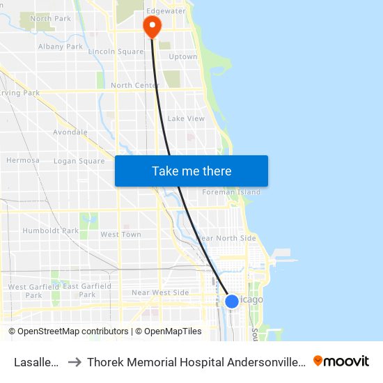 Lasalle/Van Buren to Thorek Memorial Hospital Andersonville (Formerly Methodist Hospital Of Chicago) map