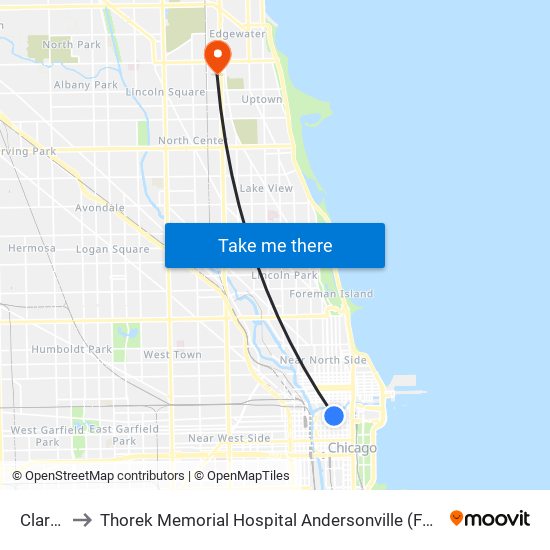 Clark/Lake to Thorek Memorial Hospital Andersonville (Formerly Methodist Hospital Of Chicago) map