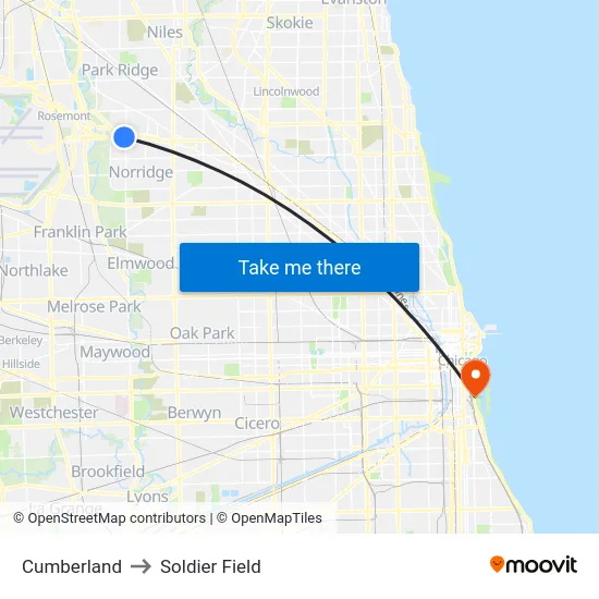 Cumberland to Soldier Field map