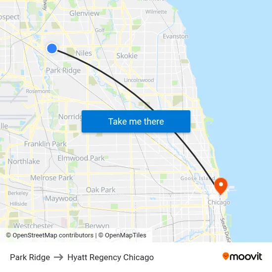 Park Ridge to Hyatt Regency Chicago map