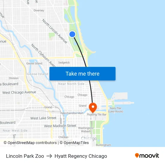 Lincoln Park Zoo to Hyatt Regency Chicago map