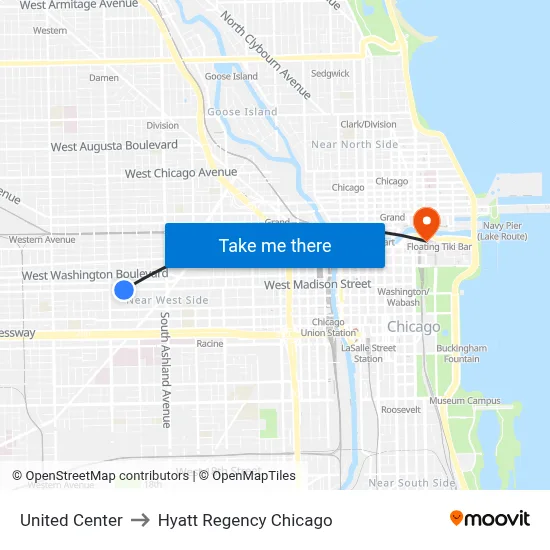 United Center to Hyatt Regency Chicago map