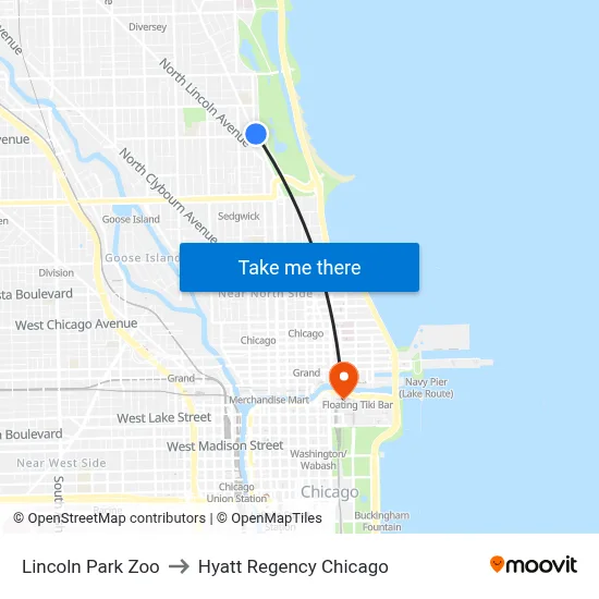 Lincoln Park Zoo to Hyatt Regency Chicago map