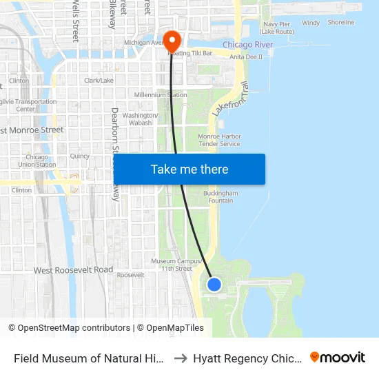 Field Museum of Natural History to Hyatt Regency Chicago map
