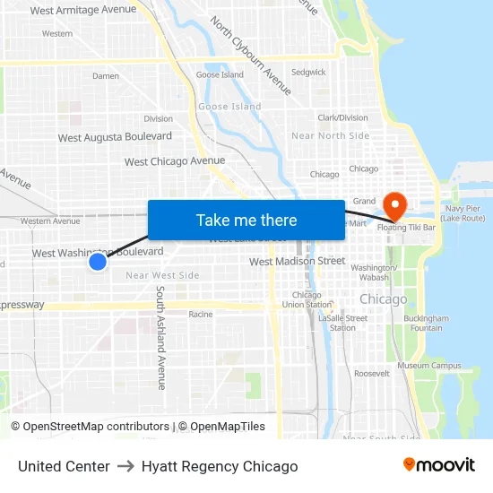 United Center to Hyatt Regency Chicago map