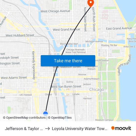 Jefferson & Taylor (North) to Loyola University Water Tower Campus map