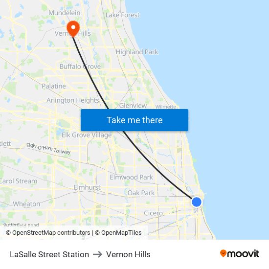 LaSalle Street Station to Vernon Hills map