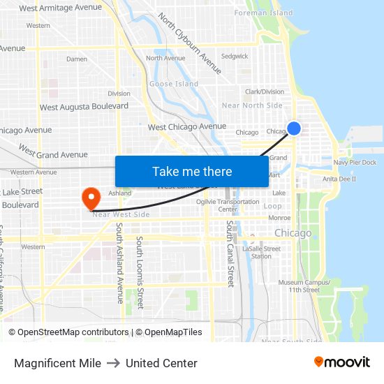 Magnificent Mile to United Center map