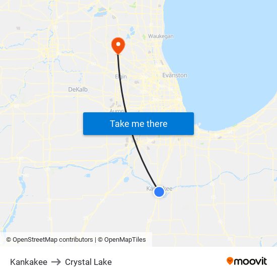 Kankakee to Crystal Lake map