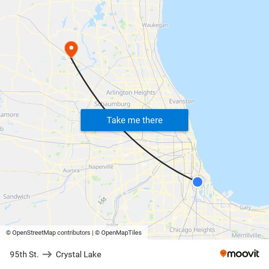 95th St. to Crystal Lake map