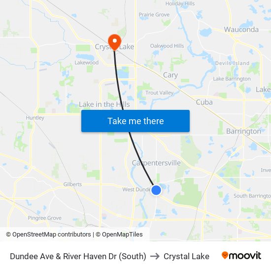 Dundee Ave & River Haven Dr (South) to Crystal Lake map