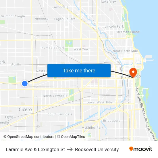 Laramie Ave & Lexington St to Roosevelt University map