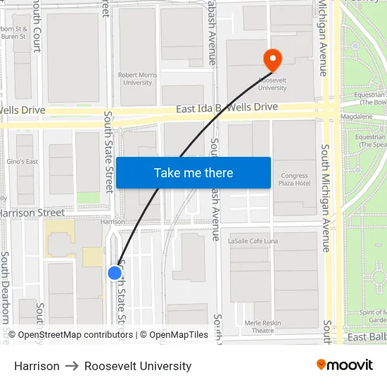 Harrison to Roosevelt University map