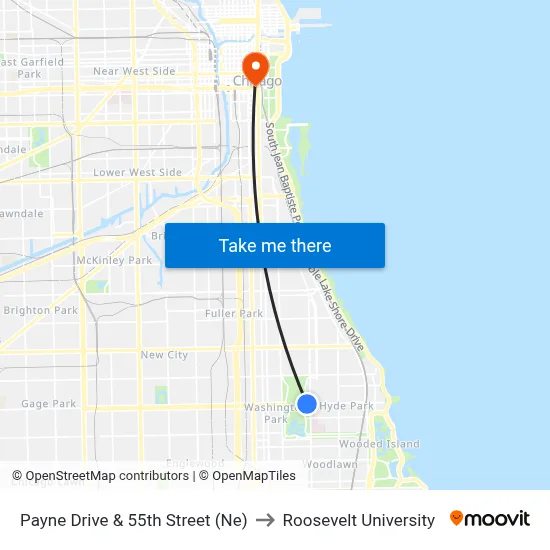 Payne Drive & 55th Street (Ne) to Roosevelt University map