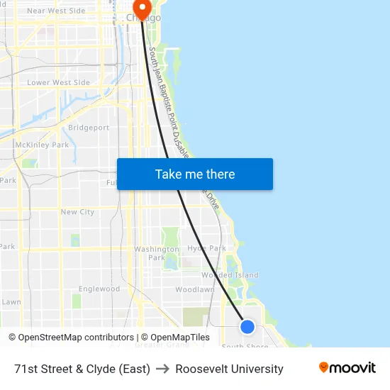 71st Street & Clyde (East) to Roosevelt University map