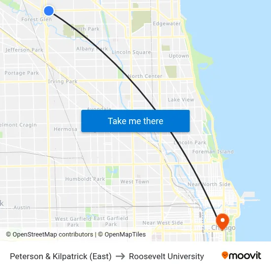 Peterson & Kilpatrick (East) to Roosevelt University map