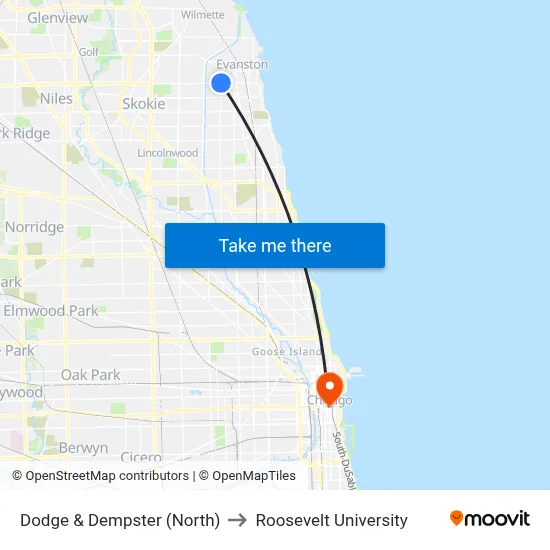 Dodge & Dempster (North) to Roosevelt University map
