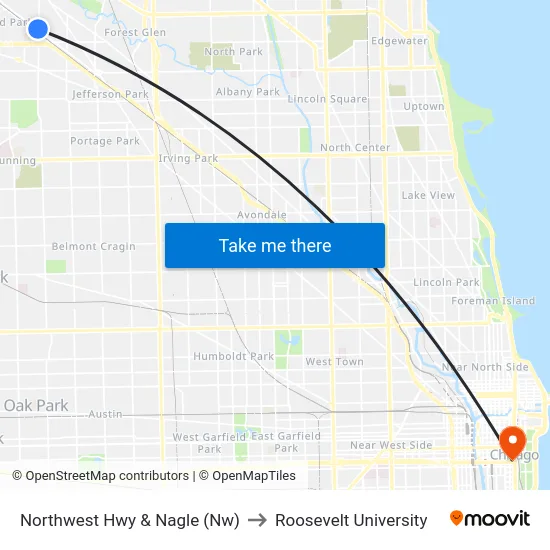 Northwest Hwy & Nagle (Nw) to Roosevelt University map