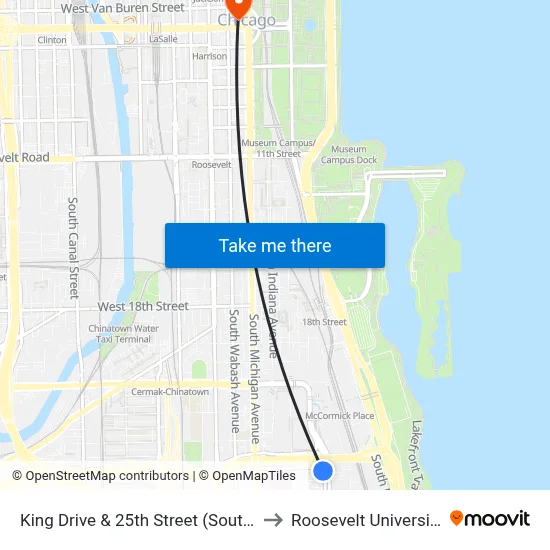 King Drive & 25th Street (South) to Roosevelt University map