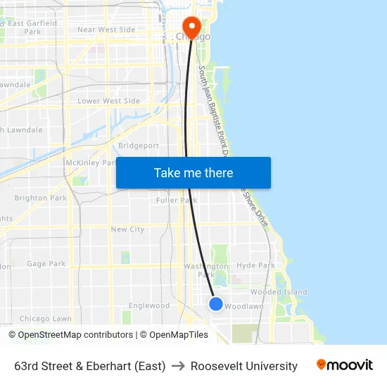 63rd Street & Eberhart (East) to Roosevelt University map