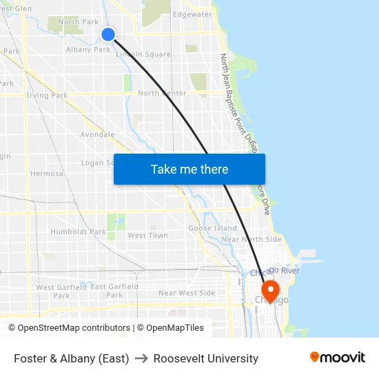 Foster & Albany (East) to Roosevelt University map