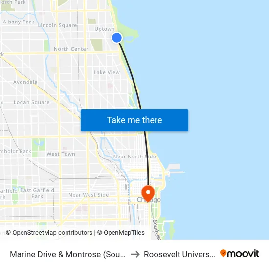 Marine Drive & Montrose (South) to Roosevelt University map