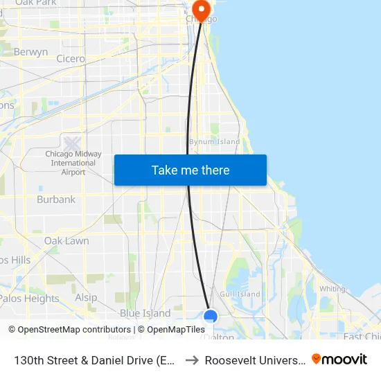 130th Street & Daniel Drive (East) to Roosevelt University map