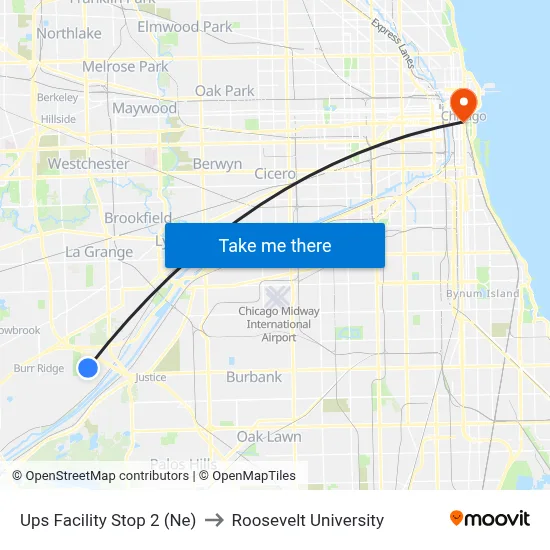 Ups Facility Stop 2 (Ne) to Roosevelt University map