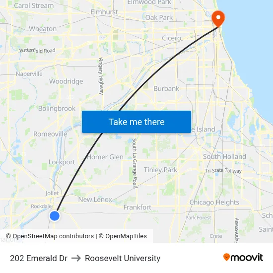 202 Emerald Dr to Roosevelt University map