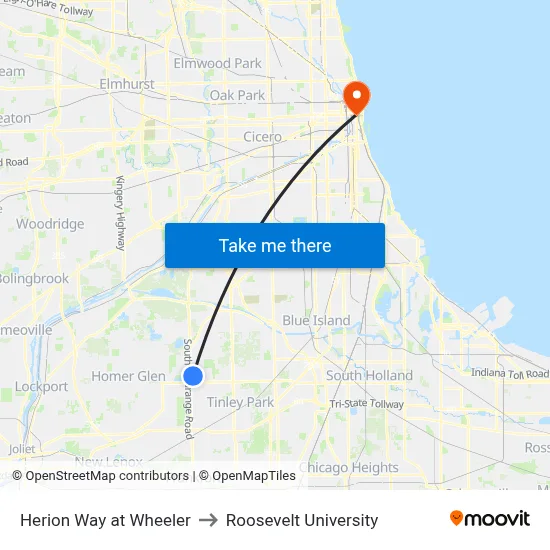 Herion Way at Wheeler to Roosevelt University map