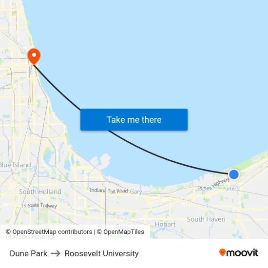 Dune Park to Roosevelt University map