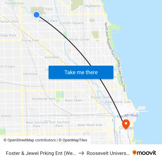 Foster & Jewel Prking Ent (West) to Roosevelt University map