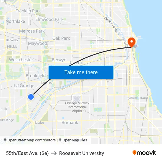 55th/East Ave. (Se) to Roosevelt University map