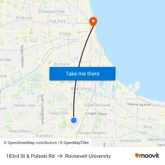 183rd St & Pulaski Rd to Roosevelt University map