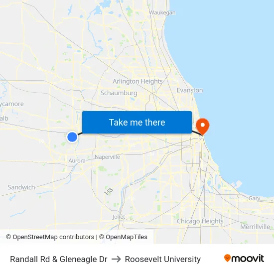Randall Rd & Gleneagle Dr to Roosevelt University map