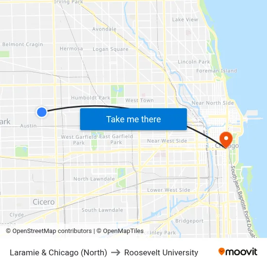 Laramie & Chicago (North) to Roosevelt University map