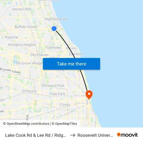 Lake Cook Rd & Lee Rd / Ridge Rd to Roosevelt University map