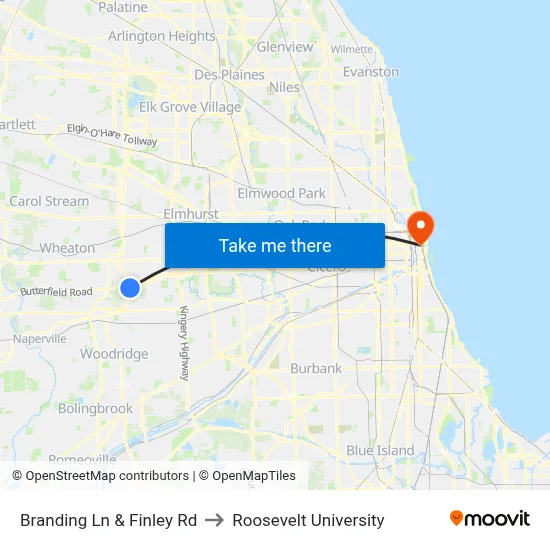 Branding Ln & Finley Rd to Roosevelt University map