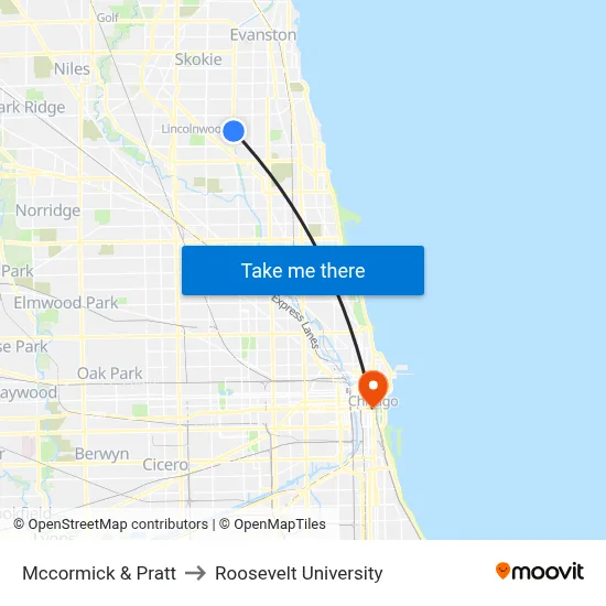 Mccormick & Pratt to Roosevelt University map