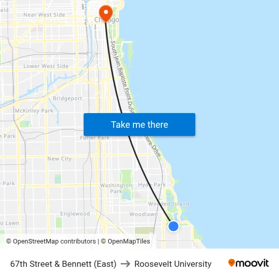 67th Street & Bennett (East) to Roosevelt University map