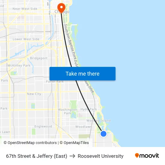 67th Street & Jeffery (East) to Roosevelt University map