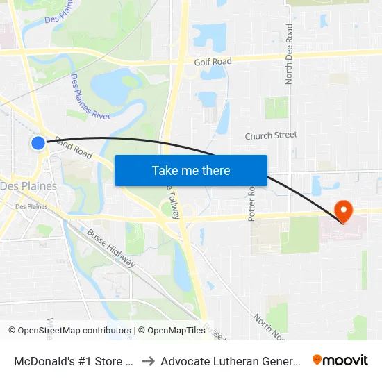 McDonald's #1 Store Museum to Advocate Lutheran General Hospital map