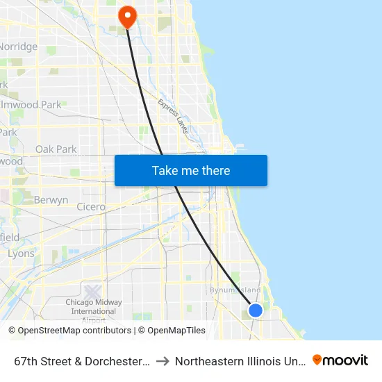 67th Street & Dorchester (West) to Northeastern Illinois University map
