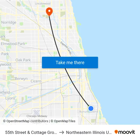 55th Street & Cottage Grove (East) to Northeastern Illinois University map