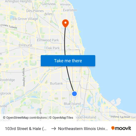 103rd Street & Hale (West) to Northeastern Illinois University map