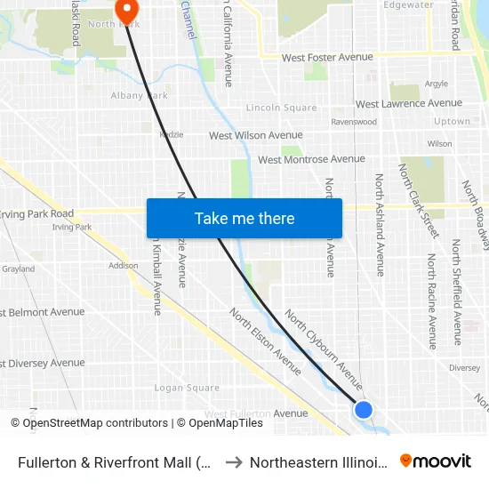 Fullerton & Riverfront Mall (1800 W) (West) to Northeastern Illinois University map