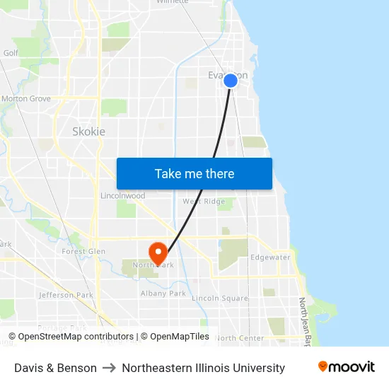 Davis & Benson to Northeastern Illinois University map