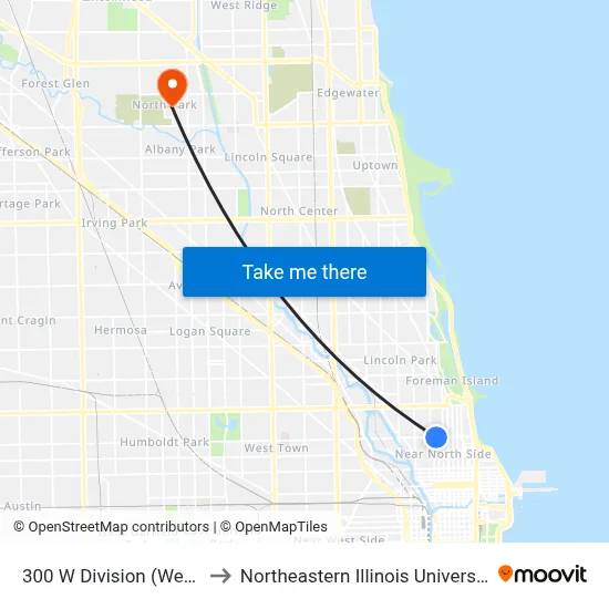 300 W Division (West) to Northeastern Illinois University map